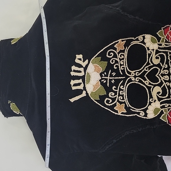 Joystick By Johnny Was Black Corduroy Embroidered Skull Roses Blazer - Picture 9 of 9